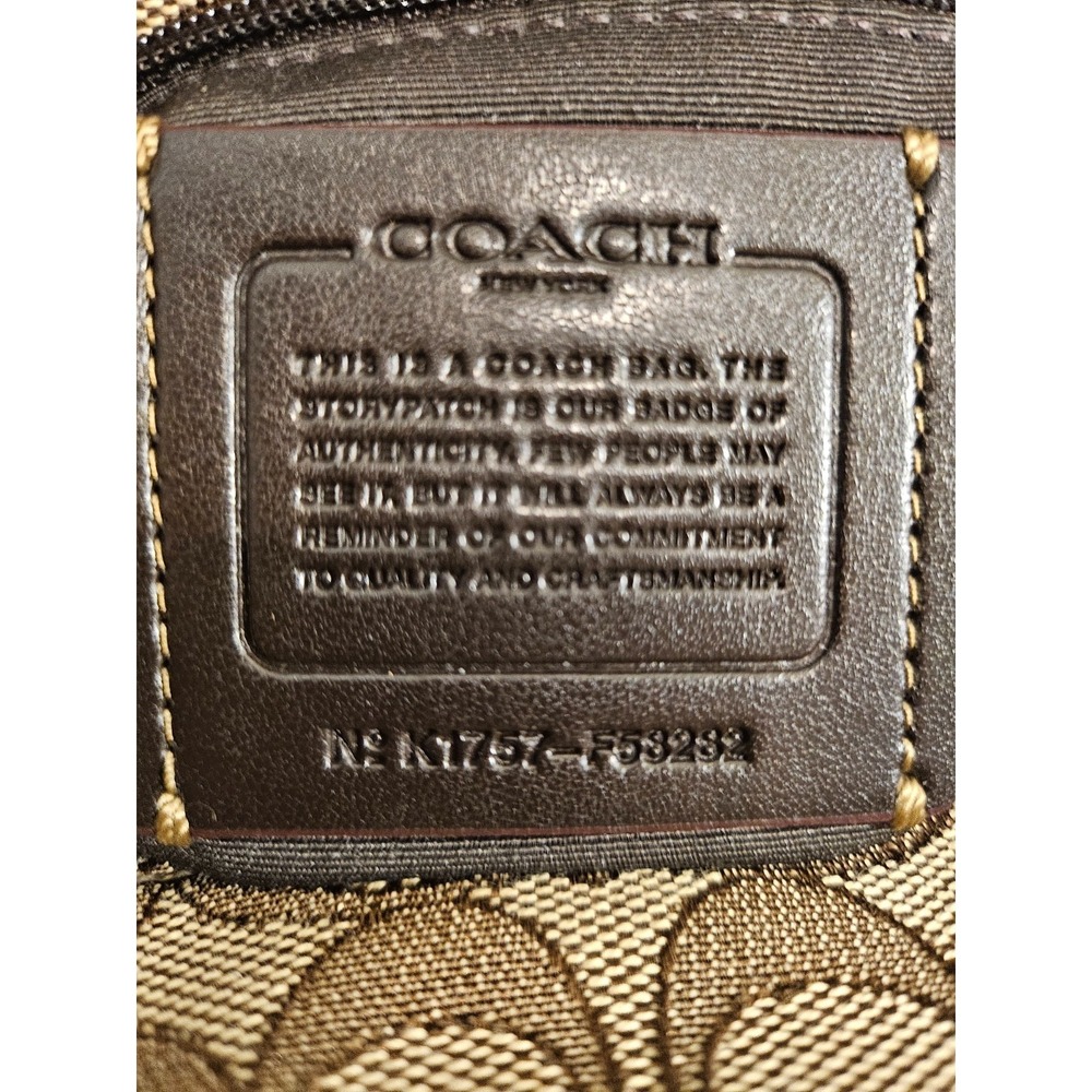 Coach Tote Signature "C" Jacquard/Leather/ Beige/Brown/Gold accents - Picture 14 of 16